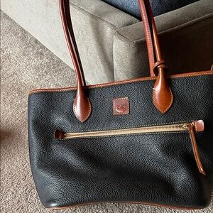 Dooney & Bourke Black and Tan Leather Tote